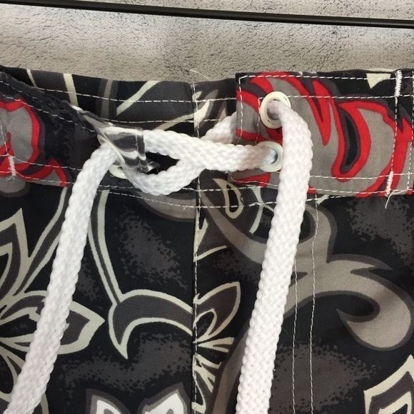 OP Sport Board Shorts Mens XL Gray Red Graphic Swim Trunks Drawstring Mesh Lined - Picture 4 of 13